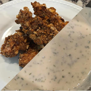 Oven Fried Chicken Tenders with Ranch Dressing