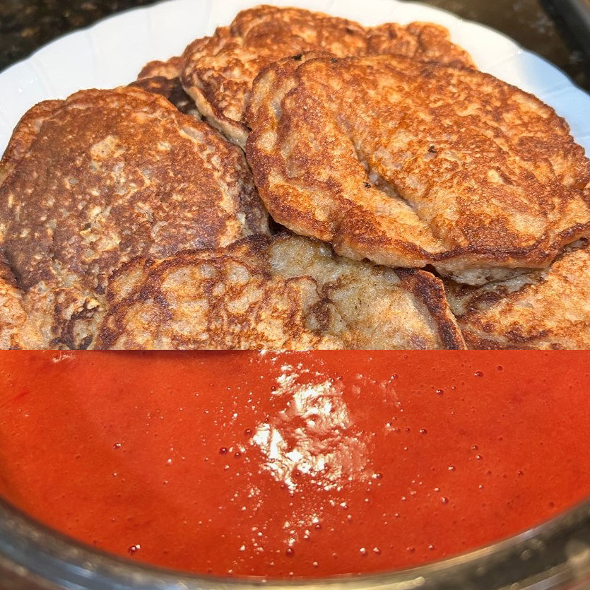 Oat Pancakes with Strawberry Fruit Sauce