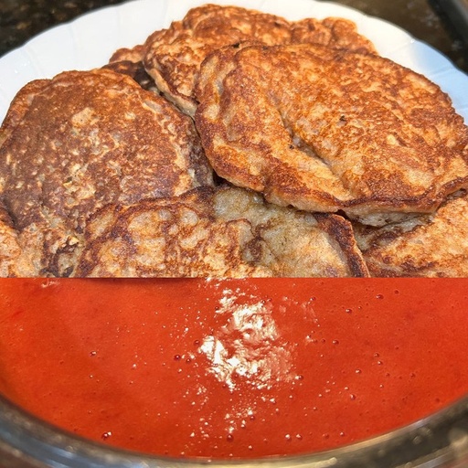 Oat Pancakes with Strawberry Fruit Sauce
